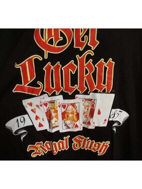 LARGE NEW Vtg Y2K T Shirt Mens 90s GET LUCKY ROYAL FLUSH HIP HOP Graphic Tee